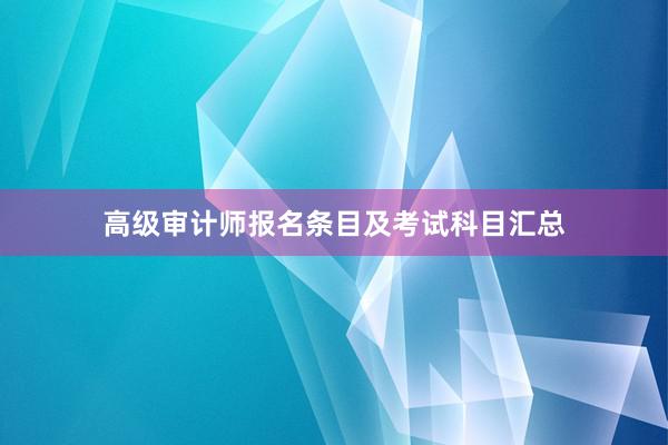 高级审计师报名条目及考试科目汇总