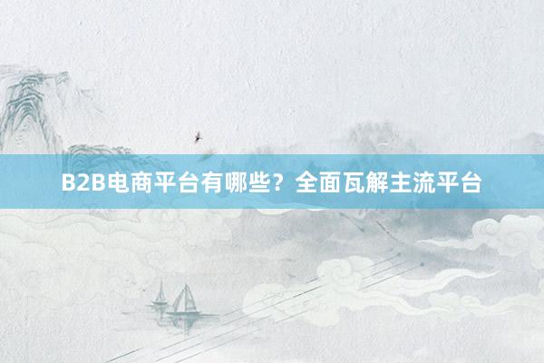 B2B电商平台有哪些？全面瓦解主流平台